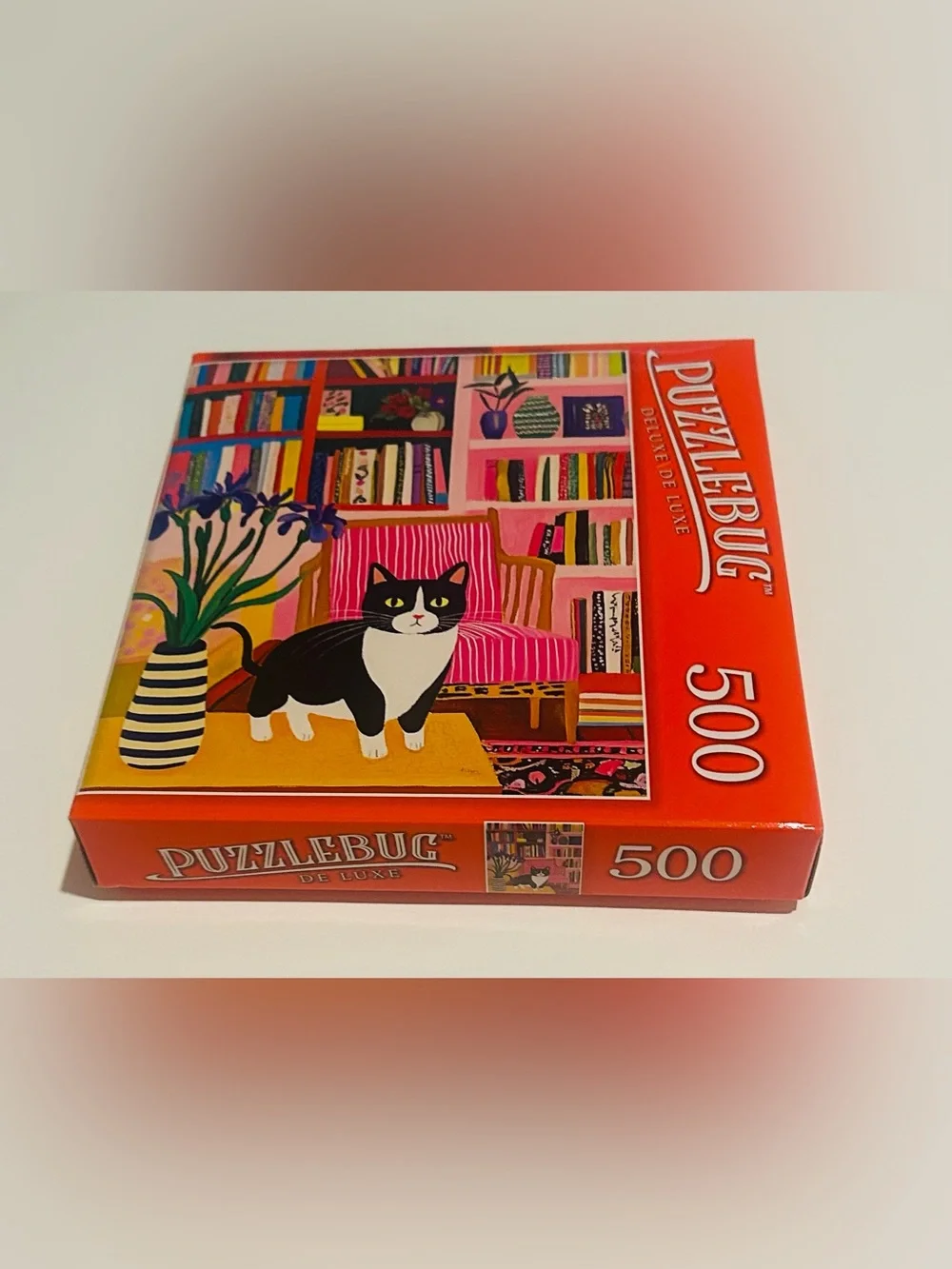 New “Library Cat” Puzzle with Cat 500 Pieces Puzzlebug DeLuxe 20” x 12”